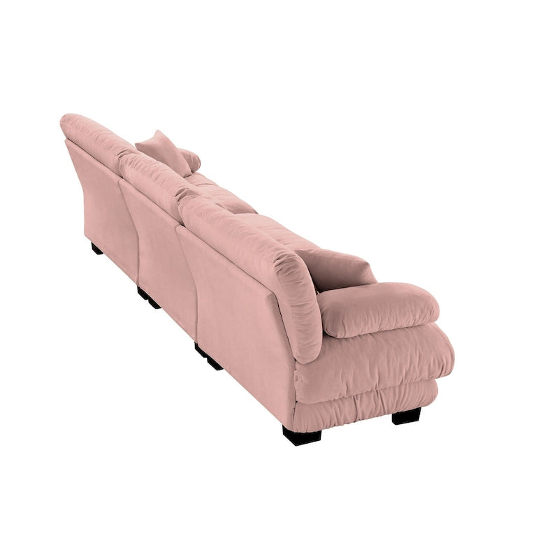 133.8 Chenille 4-Seat Sofa with Round Bolster Armrests, Deep Seat Cushions for Living Room