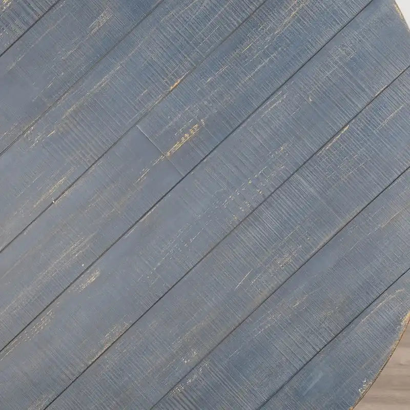 54 Inch Round Planked Ocean Blue Mahogany Wood Dining Table
