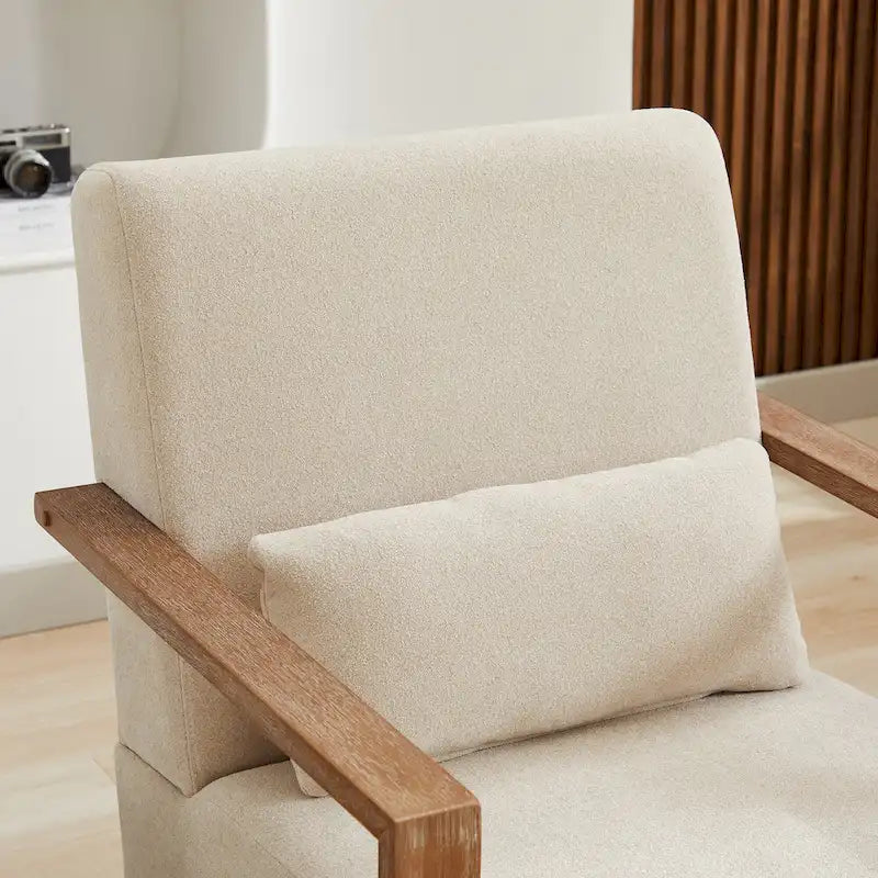 360 Degree Swivel Accent Chair with Solid Wood Armrest and Base