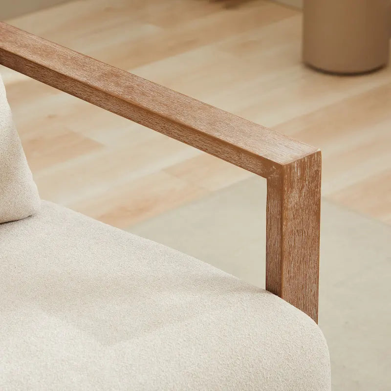 360 Degree Swivel Accent Chair with Solid Wood Armrest and Base