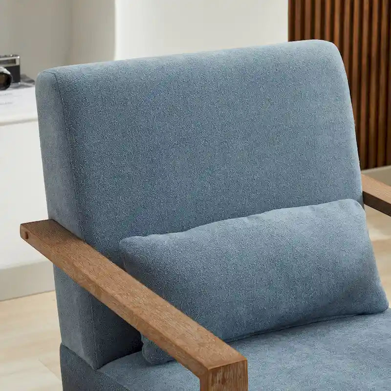 360 Degree Swivel Accent Chair with Solid Wood Armrest and Base