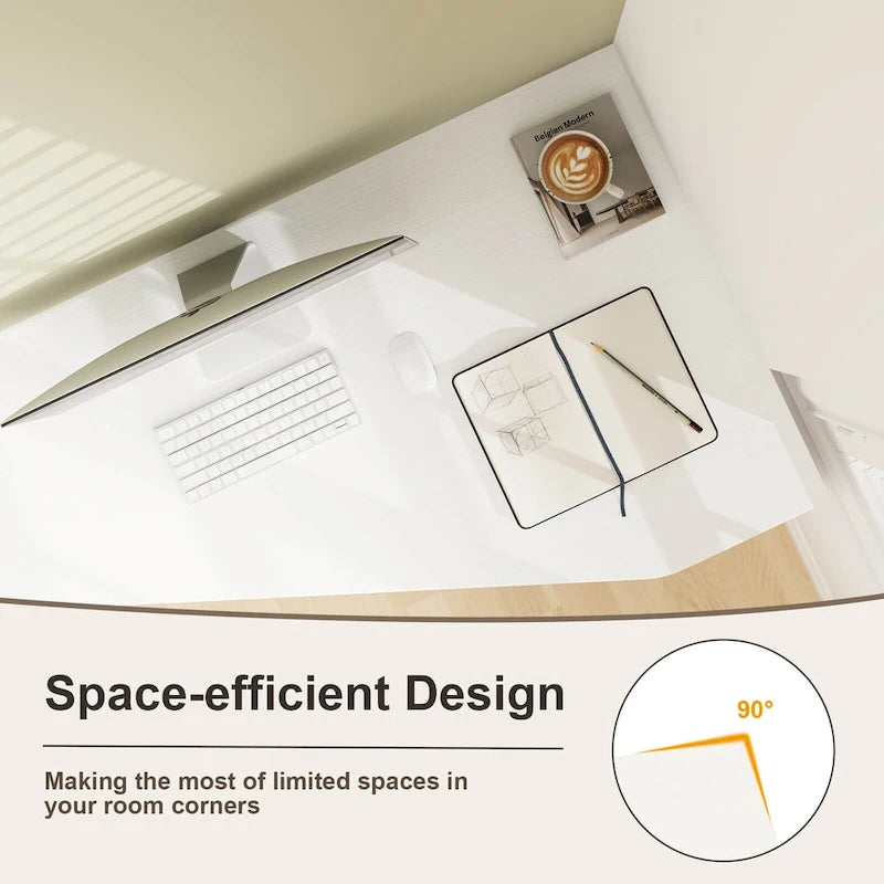 L-Shaped Computer Desk with Drawer & Storage Shelves