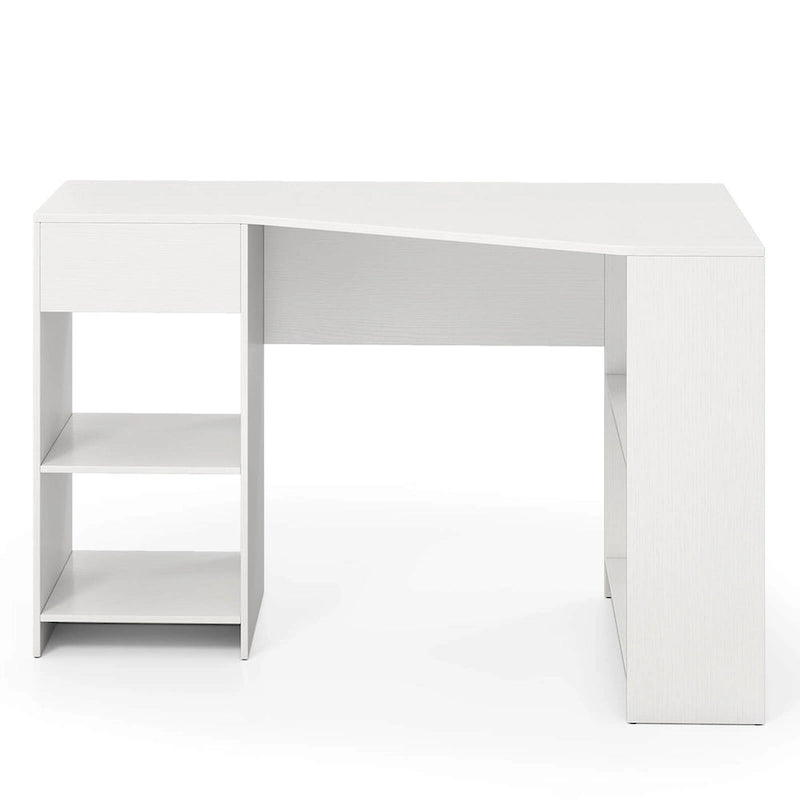 L-Shaped Computer Desk with Drawer & Storage Shelves