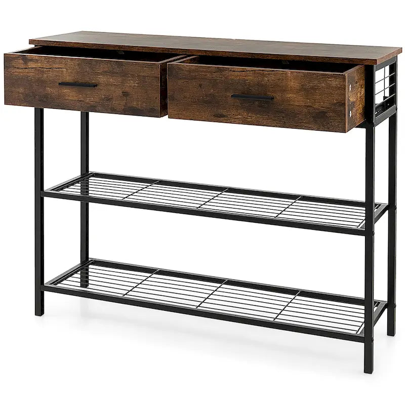 Console Entryway Table with 2 Drawers and 2 Shelves, 39.5"