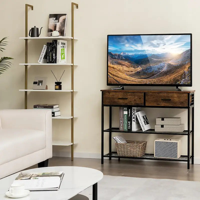 Console Entryway Table with 2 Drawers and 2 Shelves, 39.5"