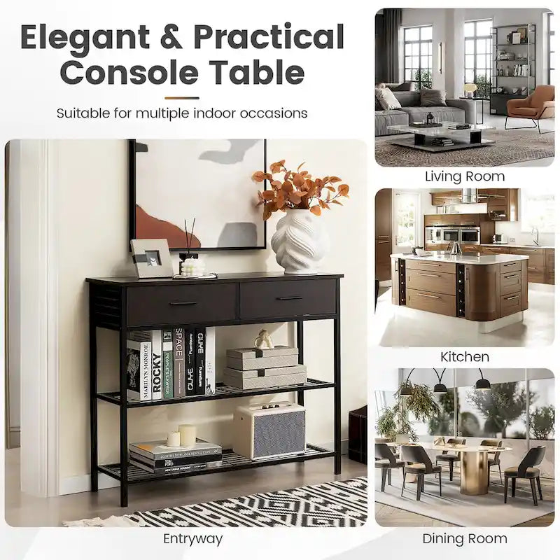 Console Entryway Table with 2 Drawers and 2 Shelves, 39.5"