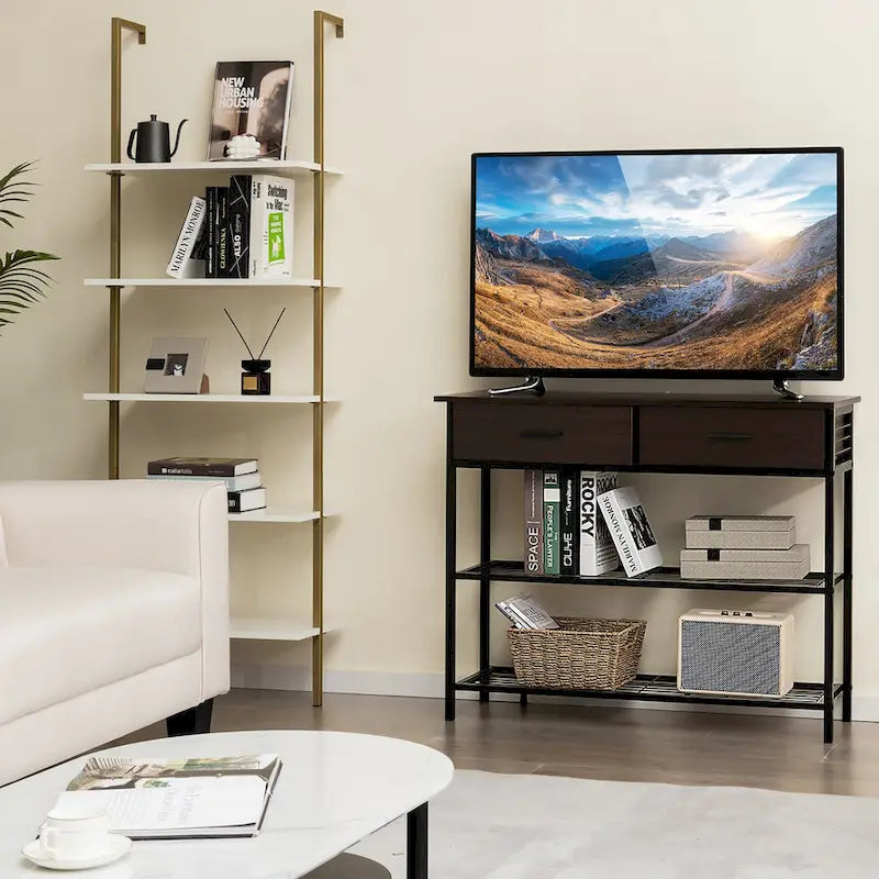 Console Entryway Table with 2 Drawers and 2 Shelves, 39.5"