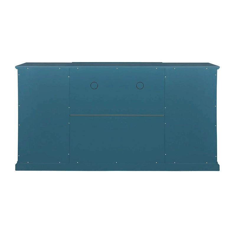 Teal Blue Modern 62 TV Stand with Large Top & 6 Shelves