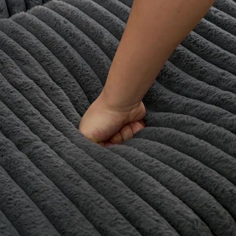 Dark Gray Modern 47.8" Upholstered Oversized Chaise Longue with Ottoman and Pillows