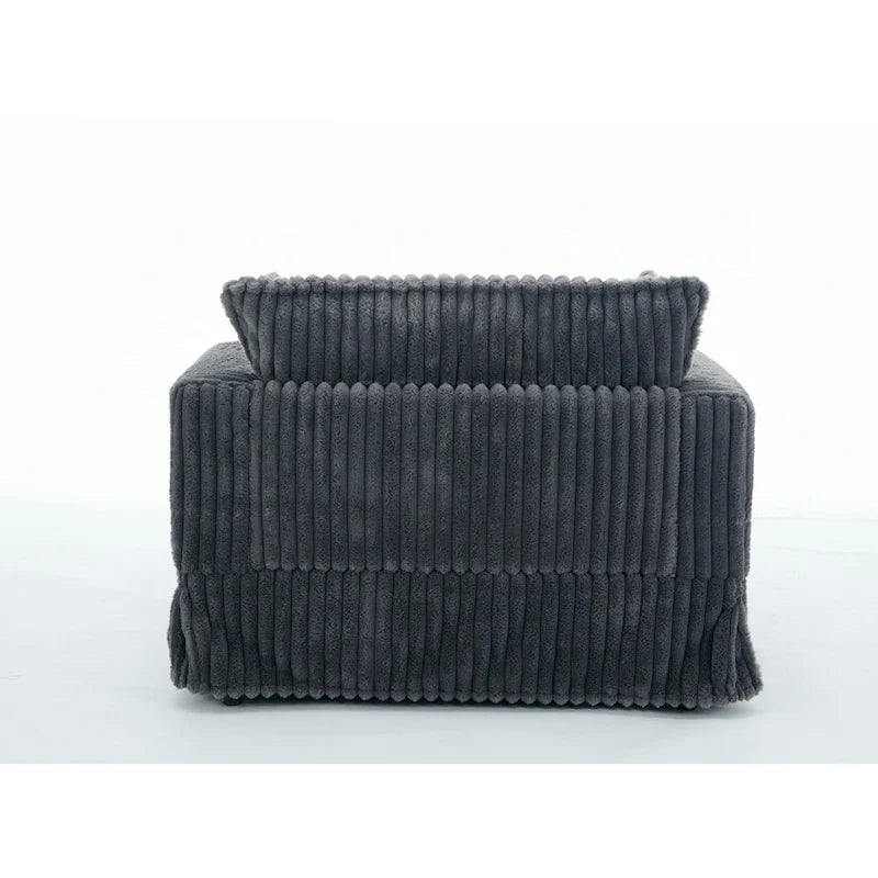 Dark Gray Modern 47.8" Upholstered Oversized Chaise Longue with Ottoman and Pillows