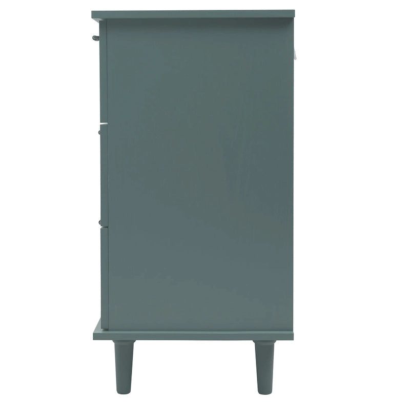 Retro Style 7-Drawer Horizontal Dresser with Carved Drawers Panel and Metal handle for Bedroom, Living Room