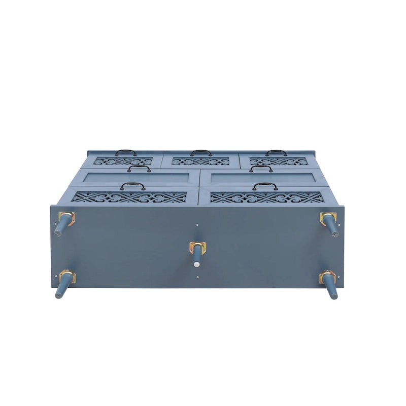 Retro Style 7-Drawer Horizontal Dresser with Carved Drawers Panel and Metal handle for Bedroom, Living Room