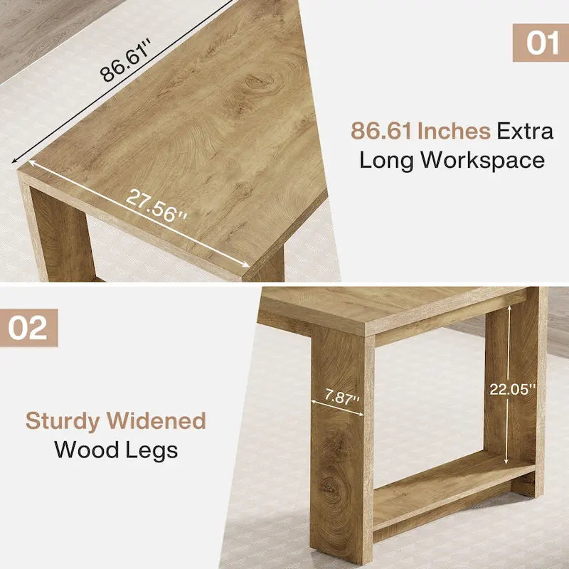 86.6 Inch Extra Long Desk Witing Table Large Desk Workstation Desk