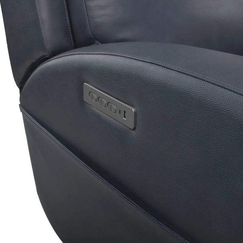 Elektrisch verstellbares 4-Sitzer-Sofa aus echtem Leder für das Wohnzimmer mit Konsole, USB-Anschluss und verstellbarer Kopfstütze
