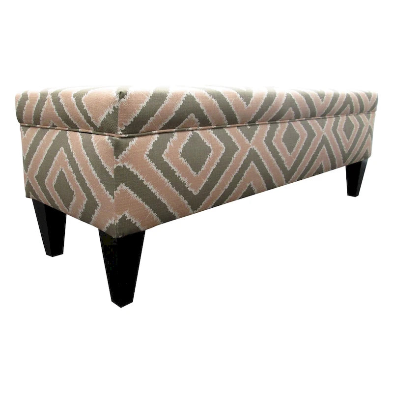 10-Button Tufted Storage Bench, Upholstered with Espresso Wood Finish