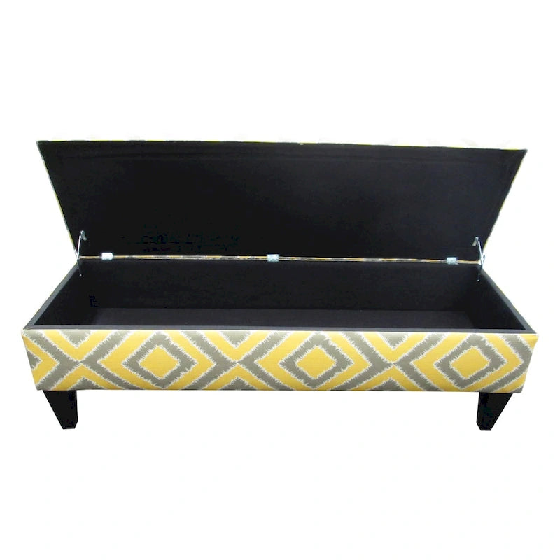 10-Button Tufted Storage Bench, Upholstered with Espresso Wood Finish