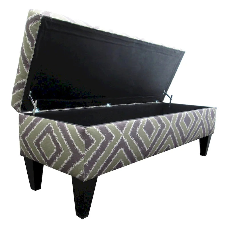 10-Button Tufted Storage Bench, Upholstered with Espresso Wood Finish