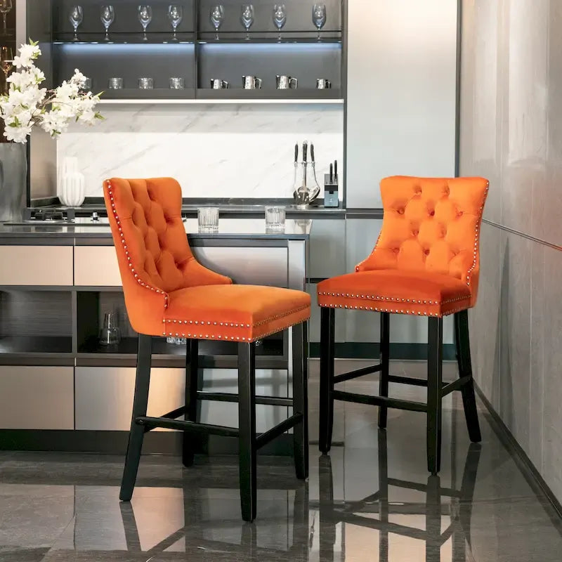 Leisure Style Velvet Bar Chairs, Set of 2