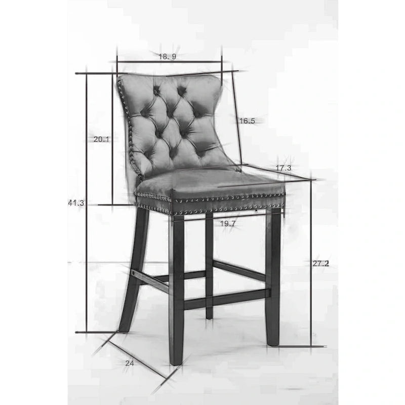 Leisure Style Velvet Bar Chairs, Set of 2