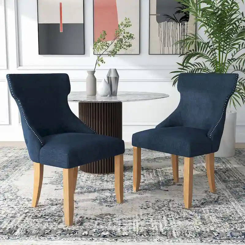 Contemporary Tufted Wingback Dining Side Chairs, Set of 2