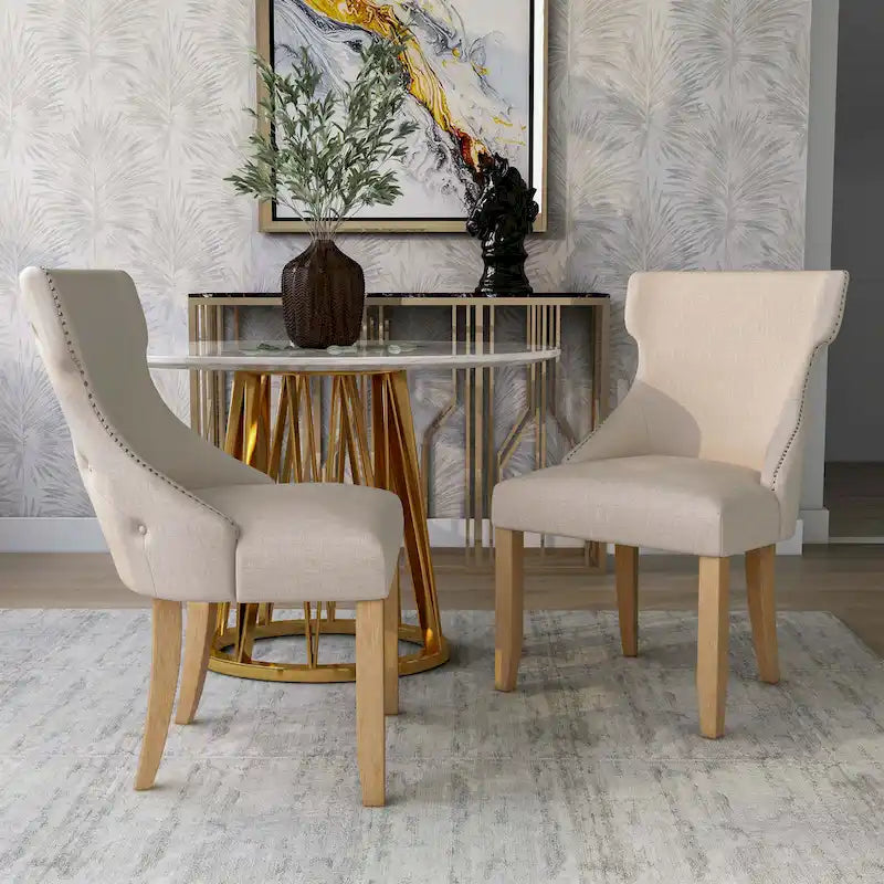 Contemporary Tufted Wingback Dining Side Chairs, Set of 2