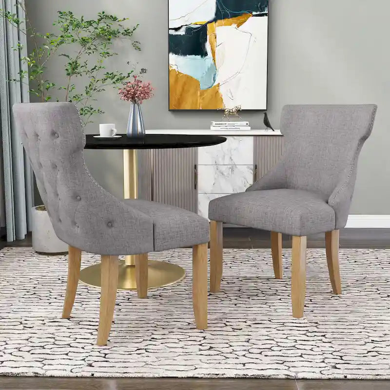 Contemporary Tufted Wingback Dining Side Chairs, Set of 2