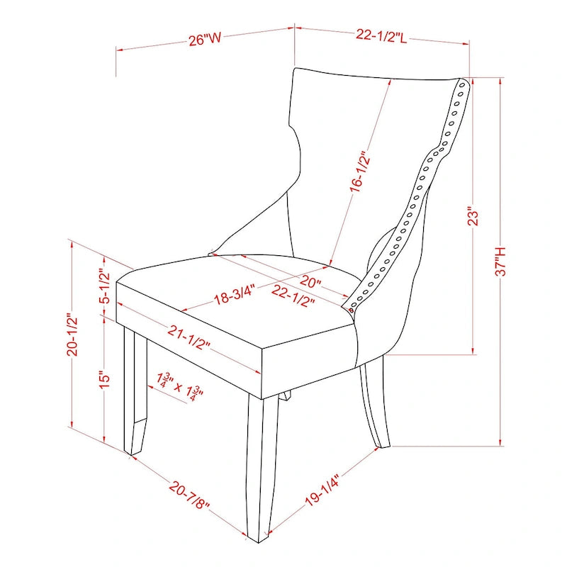 Contemporary Tufted Wingback Dining Side Chairs, Set of 2