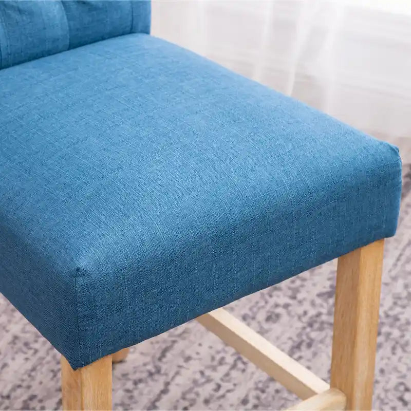 Counter Height Button-Tufted Solid Wood Stools, Set of 2