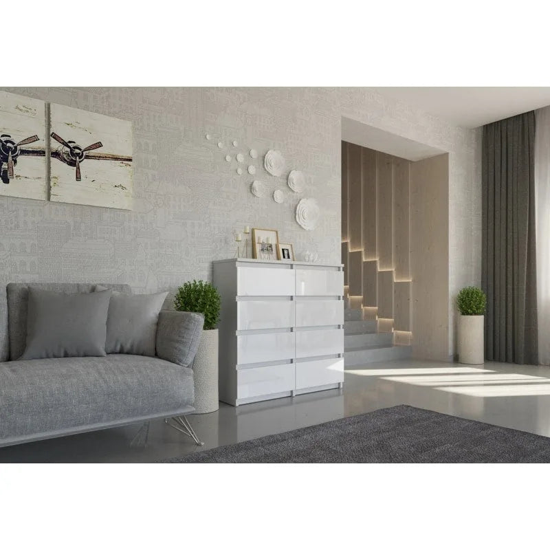Contemporary 8-Drawer Dresser, Laminated Chipboard