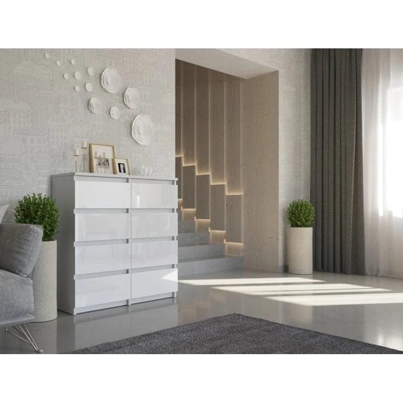 Contemporary 8-Drawer Dresser, Laminated Chipboard