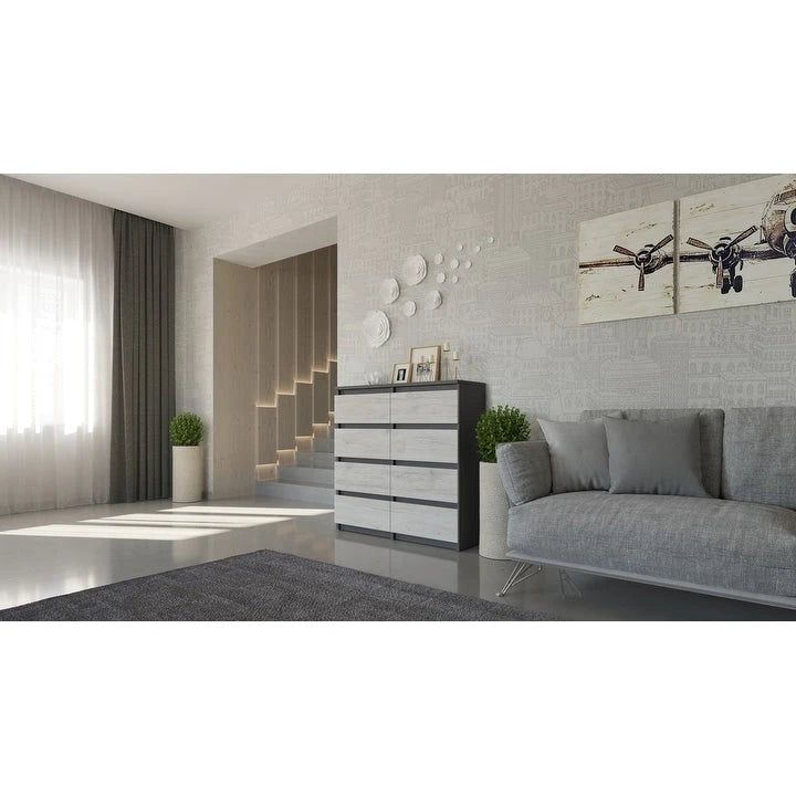 Contemporary 8-Drawer Dresser, Laminated Chipboard