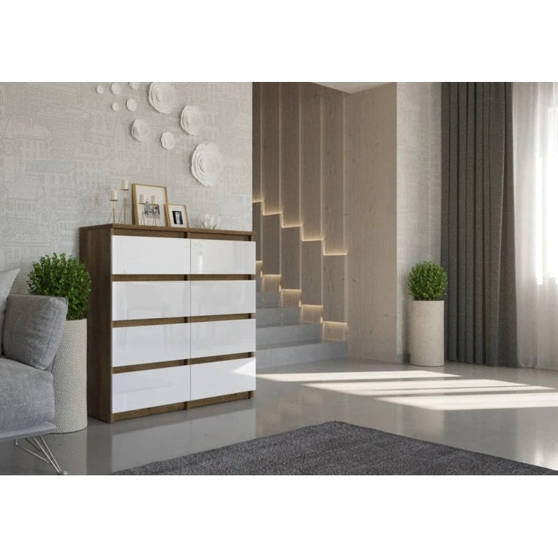 Contemporary 8-Drawer Dresser, Laminated Chipboard