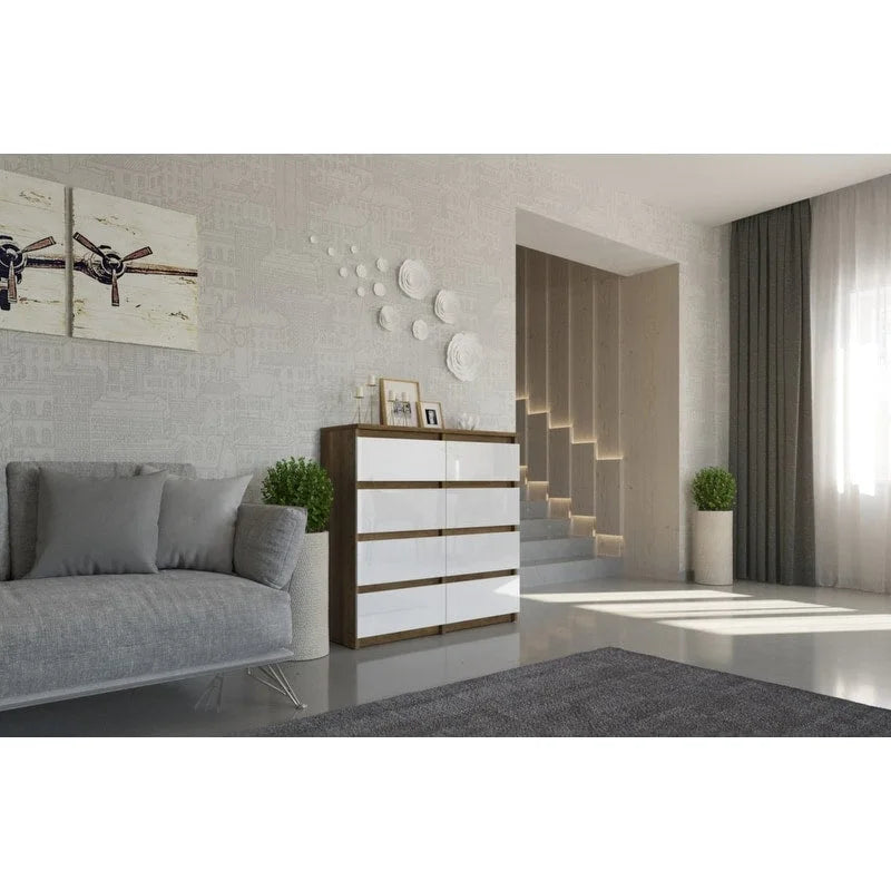 Contemporary 8-Drawer Dresser, Laminated Chipboard