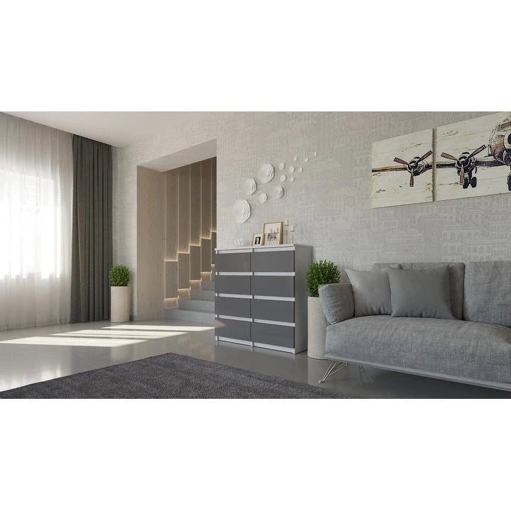 Contemporary 8-Drawer Dresser, Laminated Chipboard