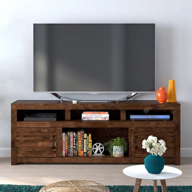 72" TV Stand Console for TVs up to 85", Whiskey Finish, No Assembly Required