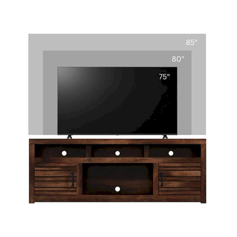 72"-TV-Standkonsole für Fernseher bis 85", Whisky-Finish, keine Montage erforderlich