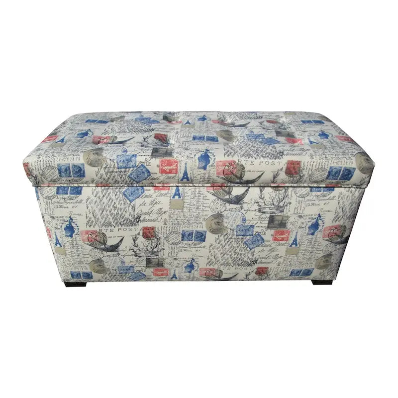 Button-Tufted Fabric Storage Trunk