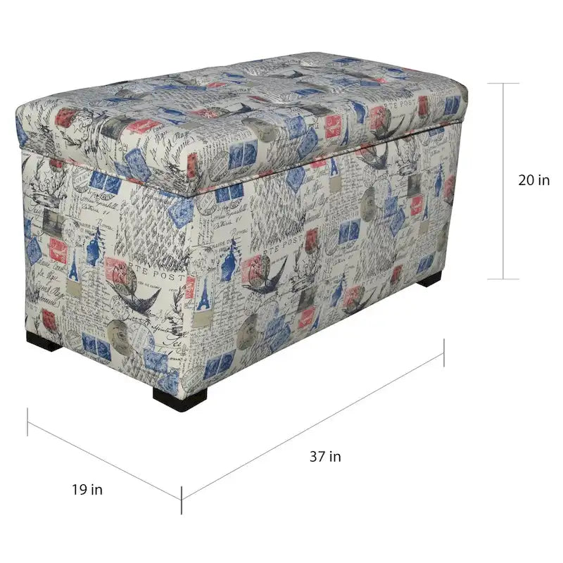 Button-Tufted Fabric Storage Trunk