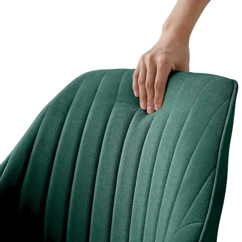 23" Green Velvet and Gold Swivel Arm Chair