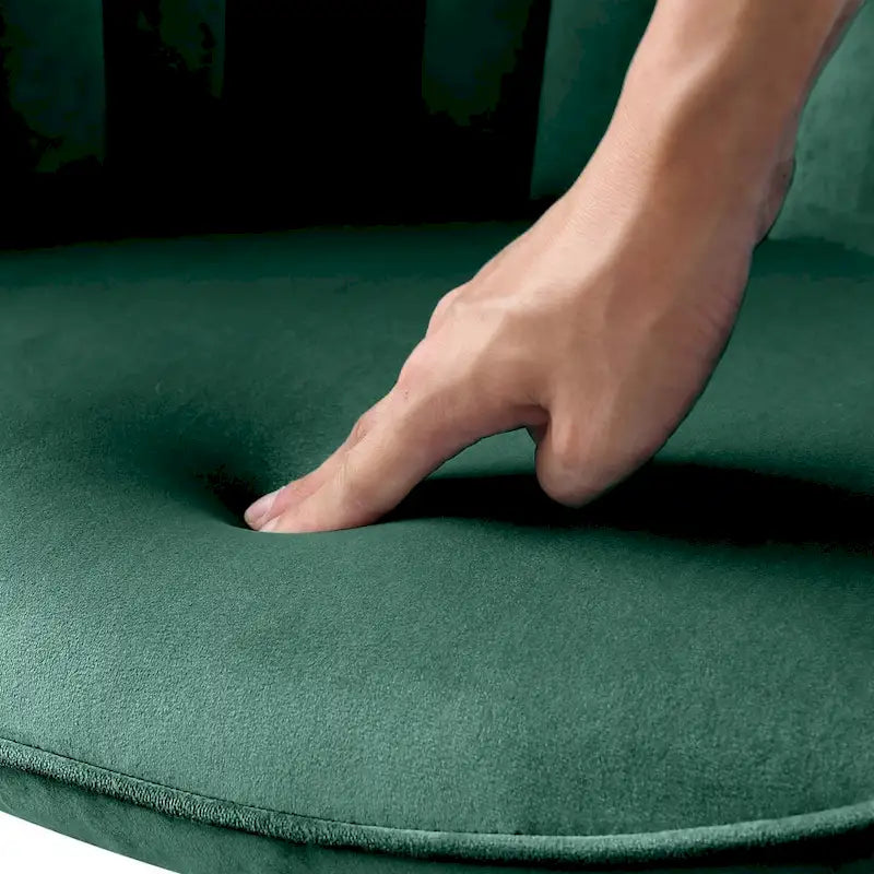23" Green Velvet and Gold Swivel Arm Chair