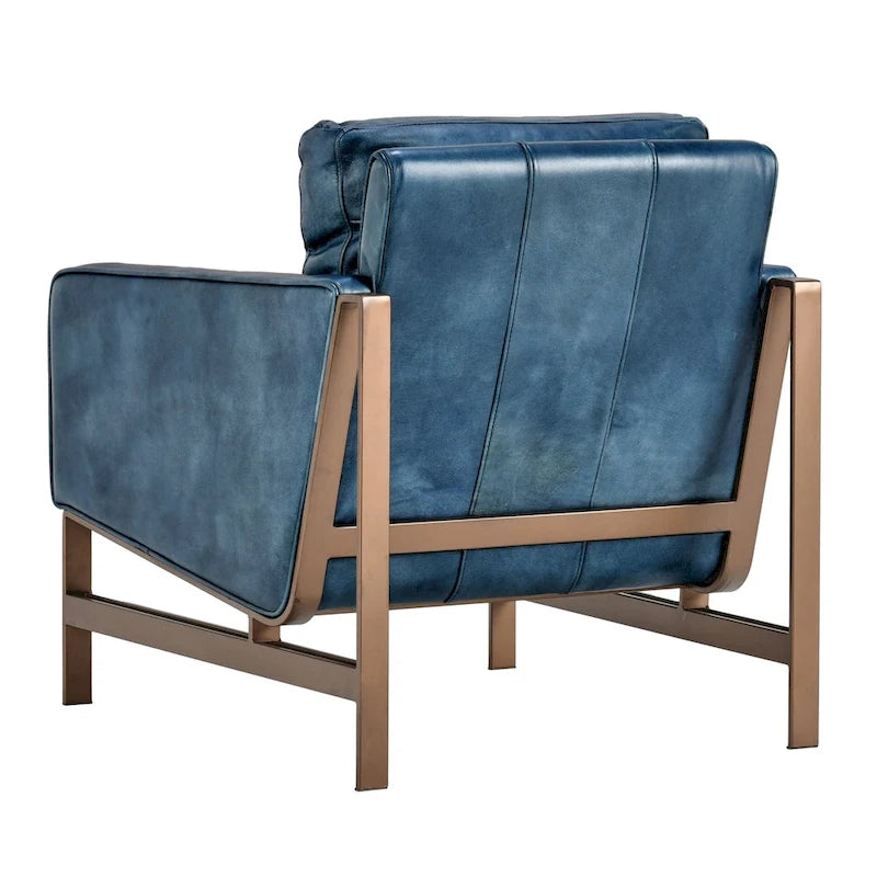 Leather Club Chair with Brass Frame