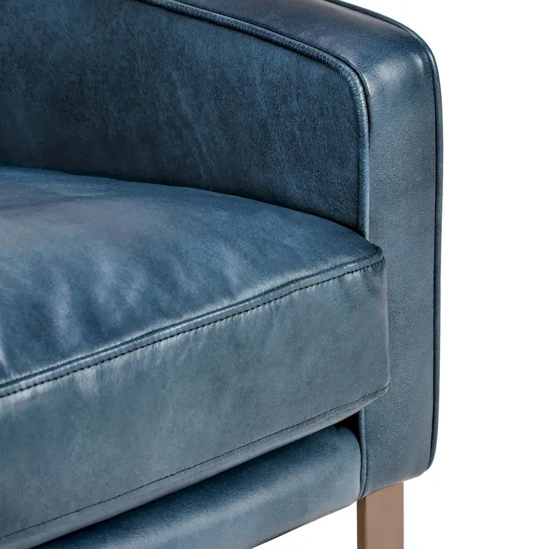 Leather Club Chair with Brass Frame