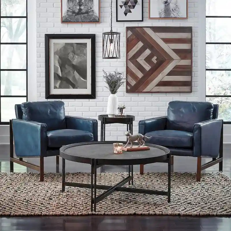 Leather Club Chair with Brass Frame