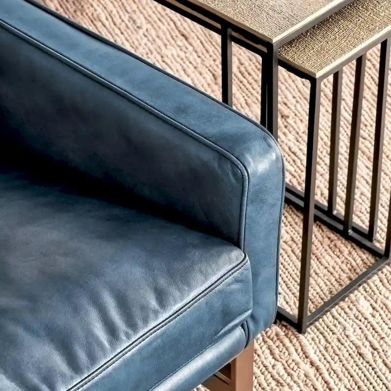 Leather Club Chair with Brass Frame