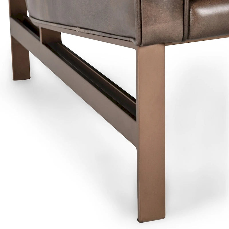 Leather Club Chair with Brass Frame