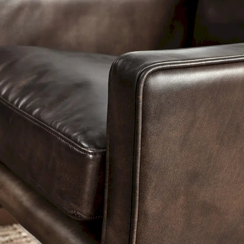 Leather Club Chair with Brass Frame