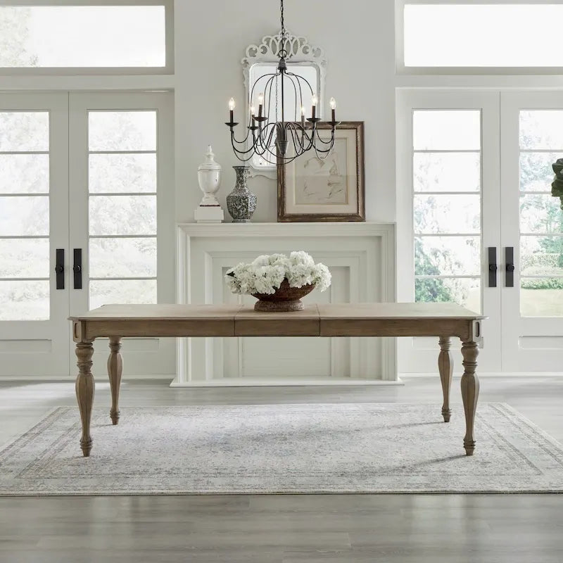 Rectangular Leg Dining Table, Antique White, 90" with 18" Leaf