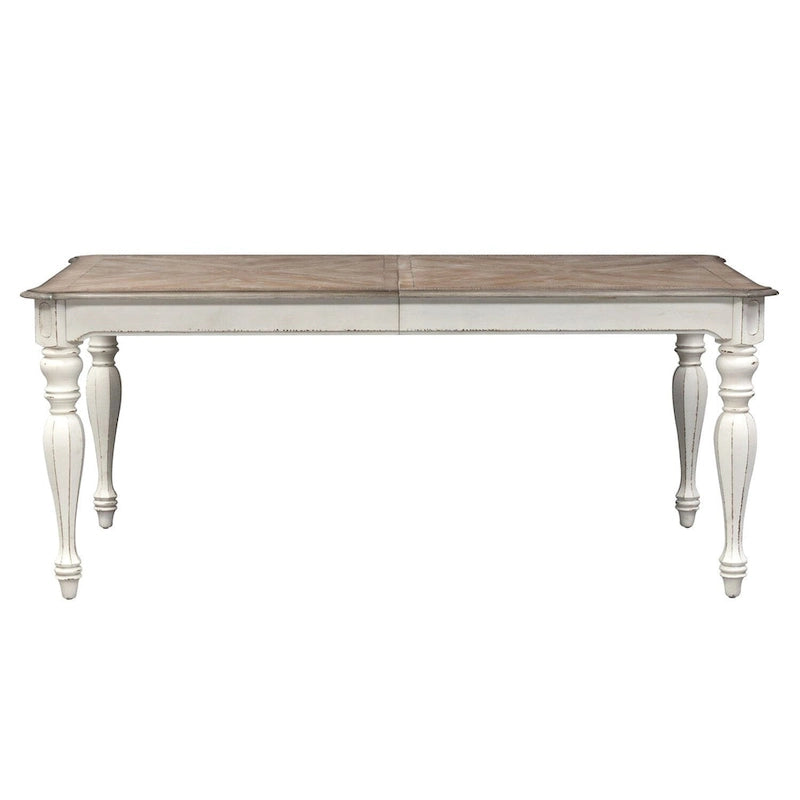 Rectangular Leg Dining Table, Antique White, 90" with 18" Leaf