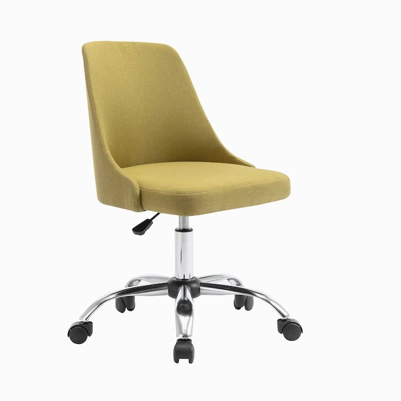 Fabric Upholstered Midback Swivel Office Chair with Chrome Base
