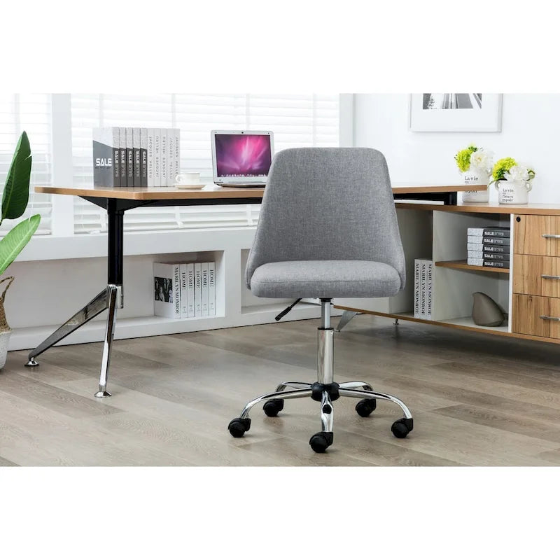Fabric Upholstered Midback Swivel Office Chair with Chrome Base